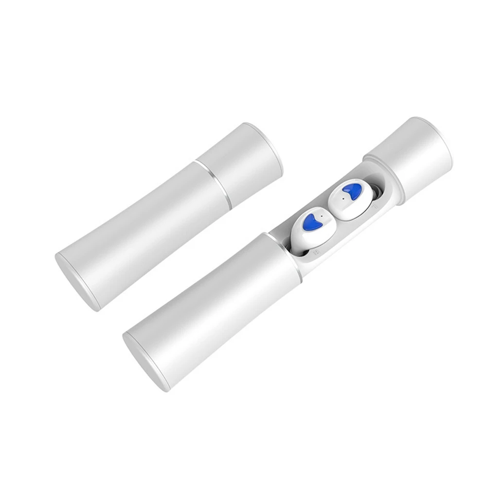 Наушники-вкладыши TWS Мини Bluetooth V5.0 Беспроводной гарнитура hi-fi звук Шум снижение Спорт Bluetooth Беспроводной наушники с зарядный чехол - Испускаемый цвет: white