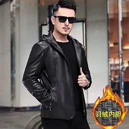 Весенняя и Осенняя новая стильная мужская одежда из натуральной кожи Haining, Тонкая Повседневная кожаная куртка с отложным воротником из овечьей кожи
