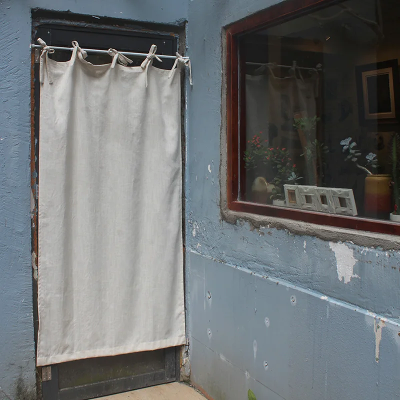 Japanese Nordic Decorative Door Curtain Fabric Plain Linen Doorway Partition Screen Home Decoration Accessories 1 Piece Pleated door curtain