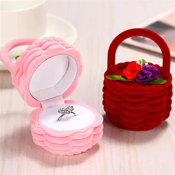 

Rose Flower Basket Design Ring Box Women Ring Earring Display Storage Case Wedding Decoration Jewelry Organizer Jewelry Box