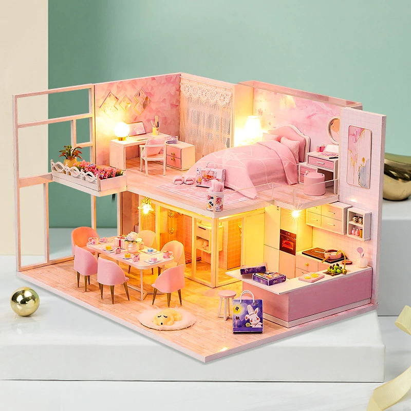 Newly DIY Miniature Doll House Kit Mini Toy Manual Creatives with Dust Proof Cover For Kids Adults | Дом и сад