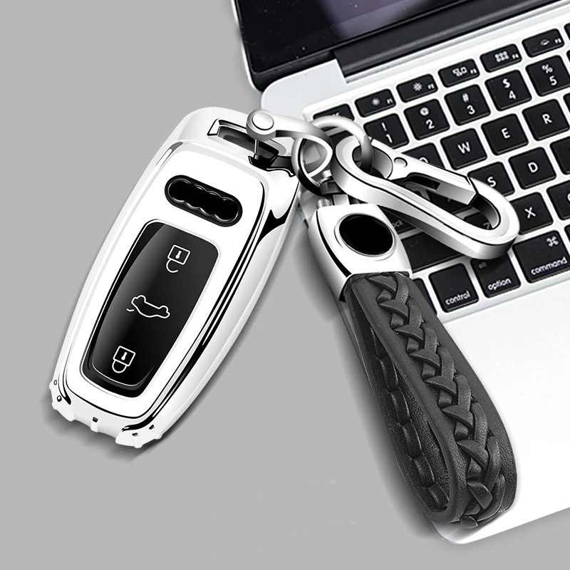 Silver-keychain 2 ТПУ чехол для ключа автомобиля для Audi A8L A6L A7 защита ключей авто аксессуары - Название цвета: Silver-keychain 2