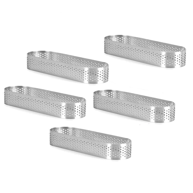 5pcs Mini Mousse Cake Ring Stainless Steel Perforated Mold Diy Mousse