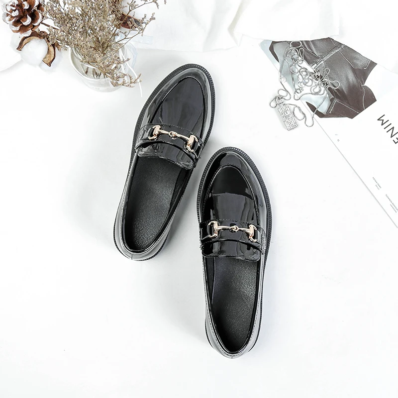 

Scarpe Donna Shoes Woman Slip on Creepers PU Leather Shoes Lady Fashion Casual Pointed Toe Women Flats Mocassin Femme Luxe Sale