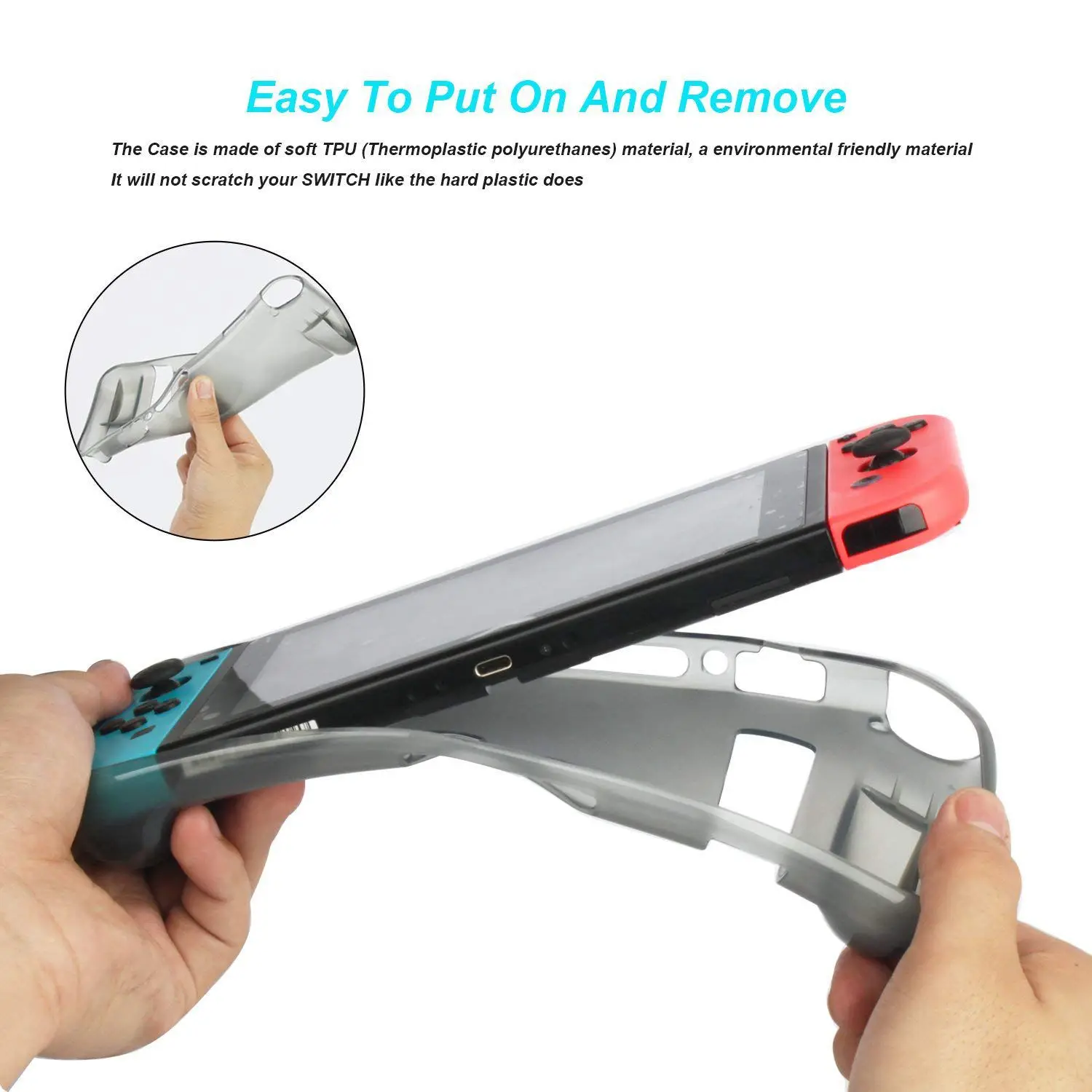 Hot 3C-Protective Case Cover for Nintendo Switch, Comfortable Soft TPU Grip Case and Ergonomic Anti-Scratch Shock-Absorption Cov