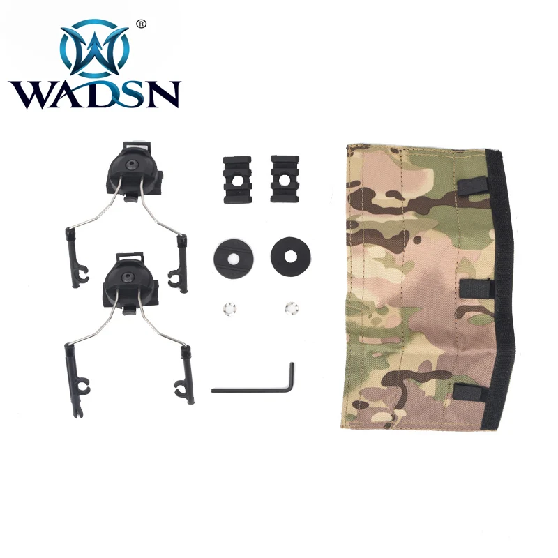 WADSN Тактический Peltor гарнитура шлем рельсовый адаптер Набор для военных Comtac I II C1 C2 Softair наушники страйкбол аксессуары WZ046 - Цвет: Z046-BK