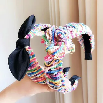 

Korea Style Color Knitting Sweet Cute Bow-knot Wide-Border Headband Hairbands for Girl Women Fashion Hair Accessories Wholesale