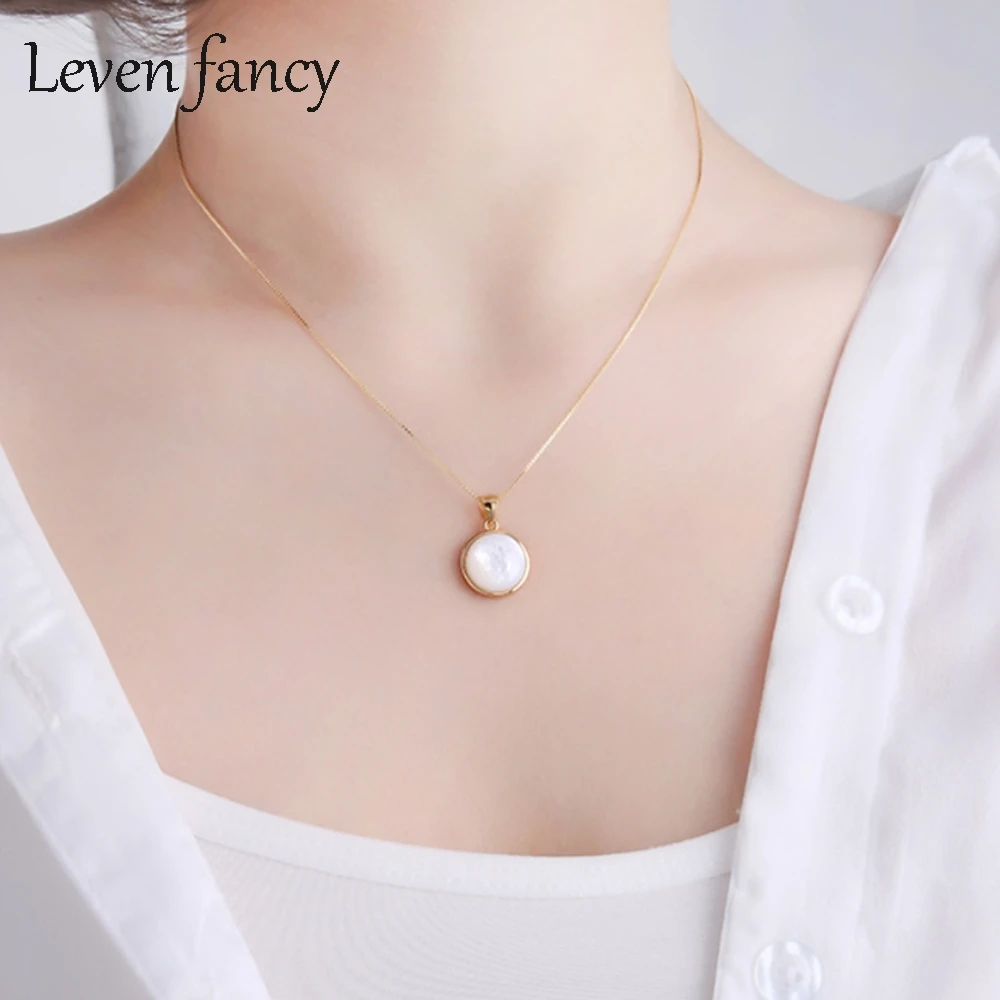 Корейские женские круглые геометрические ожерелья из серебра 925 пробы