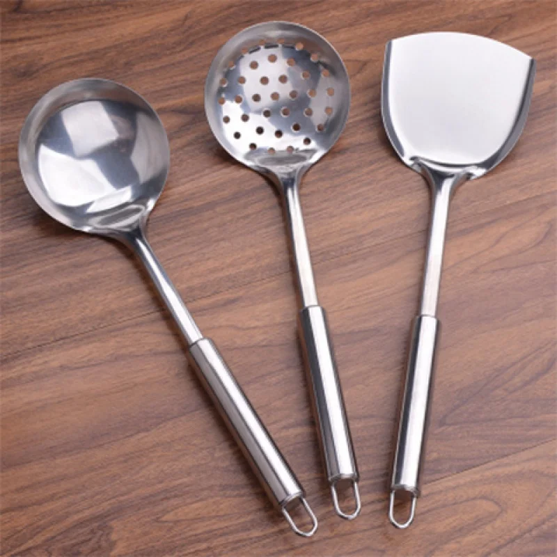1pcs Long Handle Stainless Steel Wok Spatula Ladle Soup Scoops Strainer
