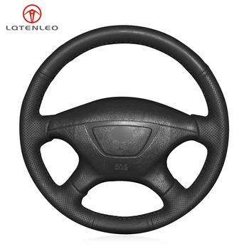

LQTENLEO Black PU Artificial Leather Hand Sew Car Steering Wheel Cover For Mitsubishi Pajero Sport 2004 Montero Sport 2004