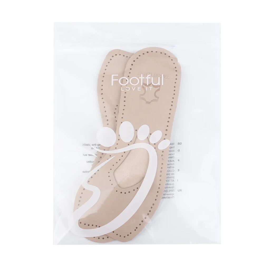 Footful Leather 3/4 Length Insoles Arch Support Cushions for Women Brown Footful Leather 3/4 Length Insoles Arch Support Cushions for Women Brown