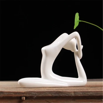 

Yoga Poses Decoration Statues Home Office Yoga Studio Decor Ornament Ceramic Figurine Porcelain Yoga Lady Figure Statue
