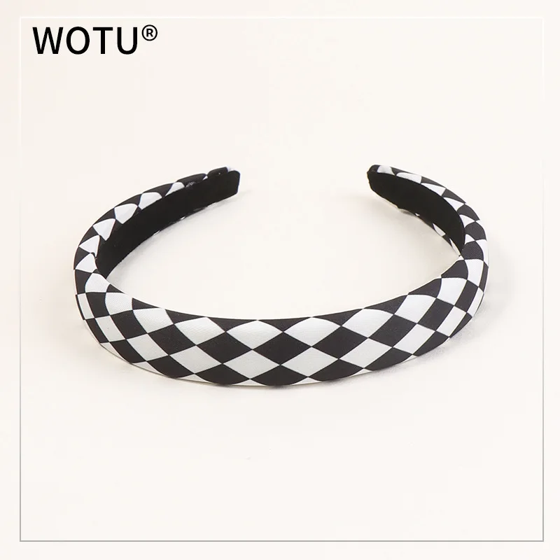 hair clip ins Ladies PU Leather Houndstooth Knot Headbands for Women Girls Wide Splicing Plaid Hairbands Bezel Hair Hoop Hair Accessories ladies headbands for short hair