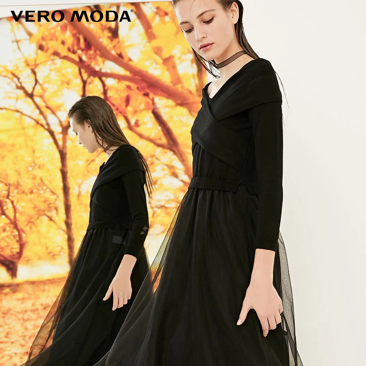 Vero Moda женское трикотажное платье с высокой посадкой и рукавами 3/4 | 31917C501