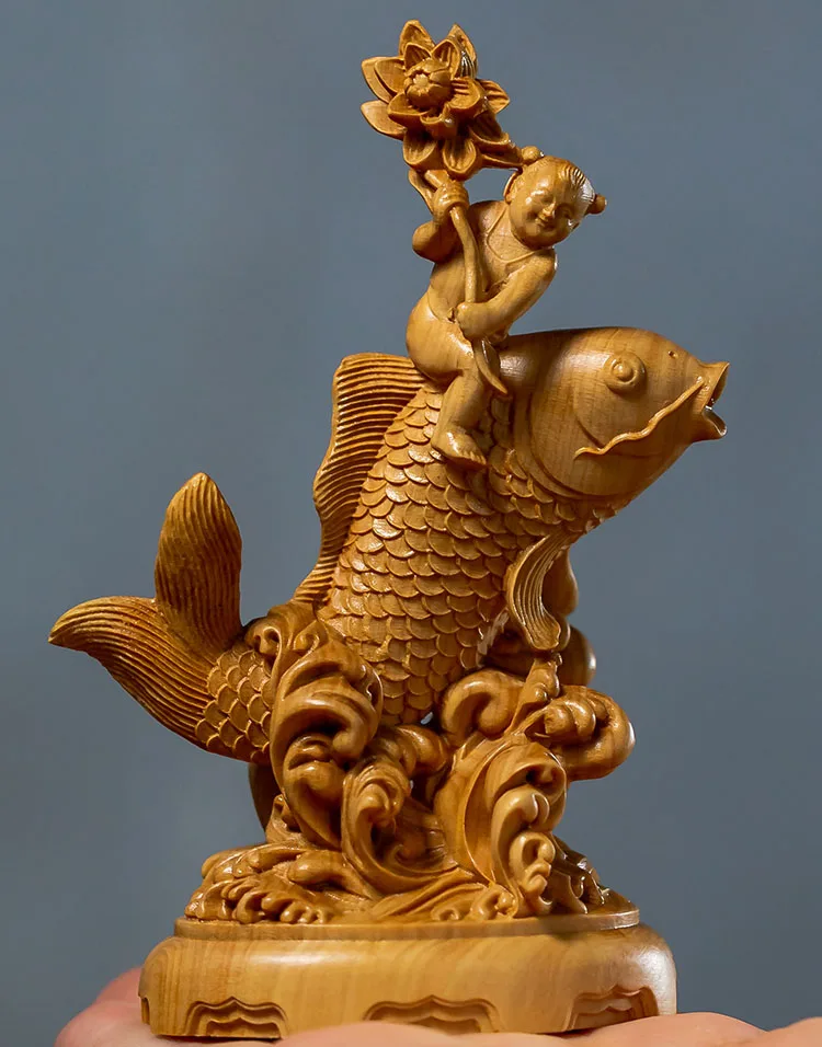 

XS557- 11 см Скульптура Фэн-шуй из бокса с изображением милого мальчика, скульптура из богатых животных с резьбой по дереву, коллекционные украшения