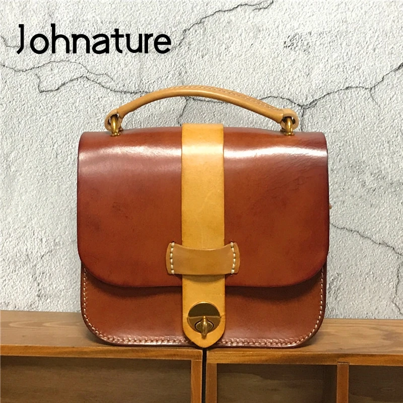 Женская винтажная сумка Johnature из коровьей кожи ручной работы новинка 2020