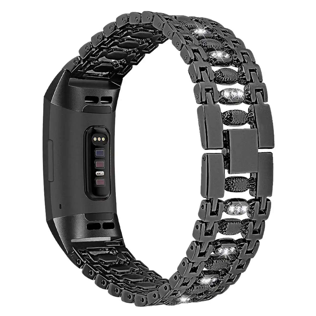 Ремешок из нержавеющей стали для часов Fitbit charge 2 для Fitbit charge 3 замена браслета ремень Сияющий бриллиант умный ремень