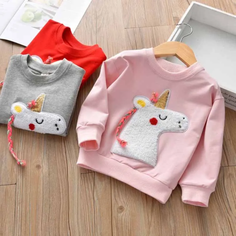 

New 2019 Children Kids Spring Autumn Sweatshirt Boys Girls Cute Unicorn Print Warm Long Sleeve Sweatshirt Tops Children Hoodies