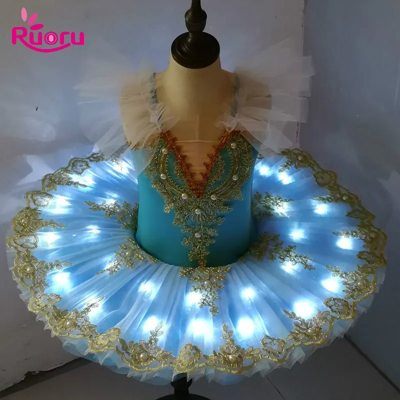 OTMYIGO Abito da Balletto Professionale Tutu per Ragazze per Bambini Balletto del Lago dei cigni Costumi per Balletto Ballerina Performance Abiti da Competizione di Danza ​,Nero,100