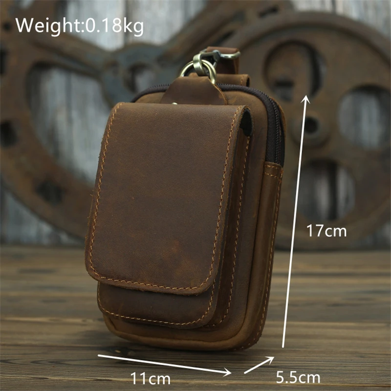 CONTACT'S 100% Crazy Horse Leather Waist Bag Men Casual Fanny Pack Belt  Phone Pouch Bags Small Chest Packs For Man Shoulder Bag