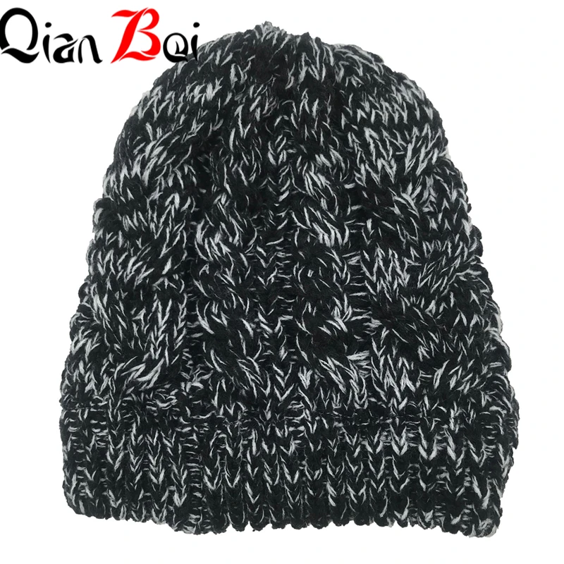 QianBei,, 7 шт./партия, женские тянущиеся вязаные вязанные крючком шапки, зимние шапки для женщин, шапки, теплые женские шапки