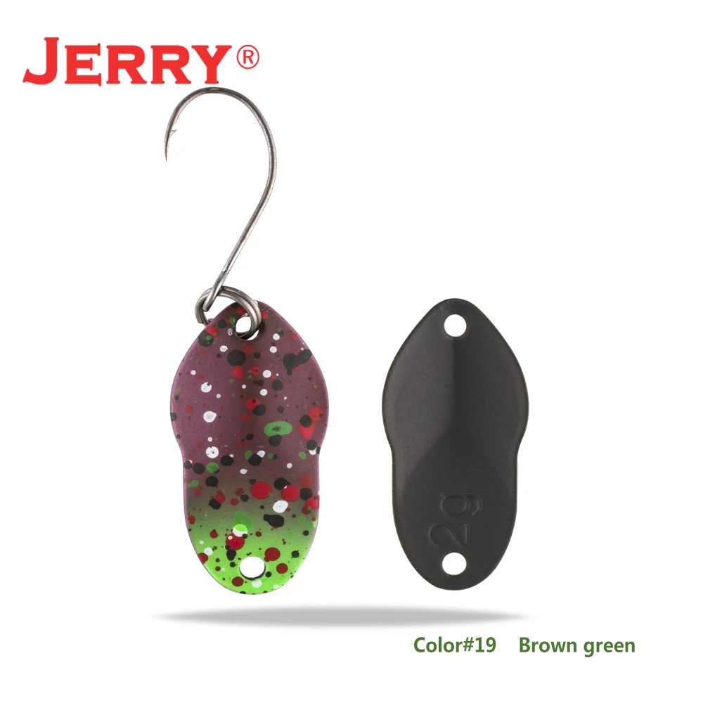 Jerry 2 г 3 г микро рыболовные приманки сверхлегкие латунные металлические жесткие приманки один крючок пресноводная зона форель Щука окунь ложка безделушка pesca - Цвет: brown green