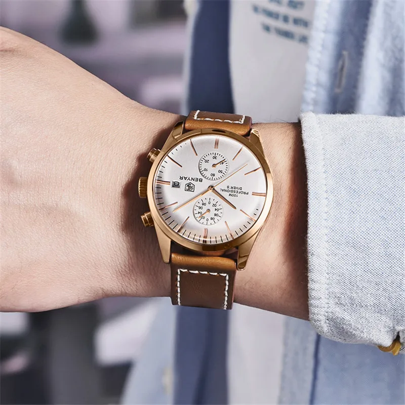 Benyar 5187 Mens Chronograph Watch - Brown | Vivid Nuance South Africa