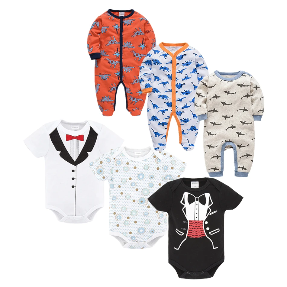 

6PCS/LOT Cotton Baby Bodysuits Sets Unisex Infant Jumpsuit Fashion Baby Boys Girls Clothes Long Sleeve Newborn Baby Clothing Set