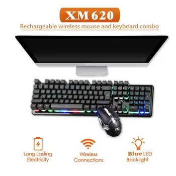 

Durable Keyboards Multi-function Wireless Mechanical Feel Backlight Keyboard Mouse Combo Set for Computer Gamer