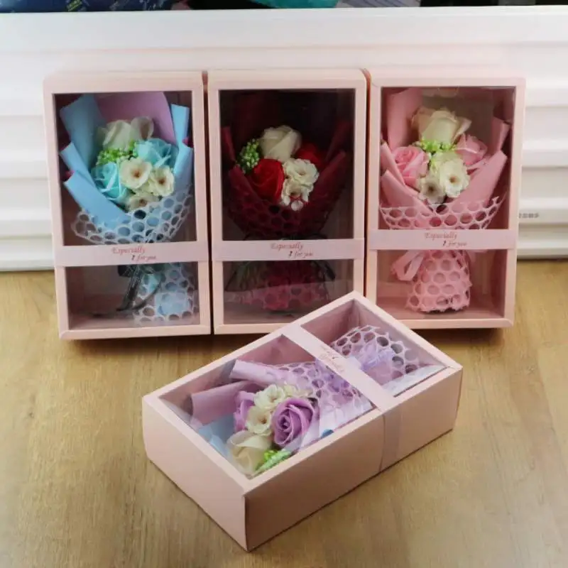 Искусственные цветы Декор мыло розы Букет Подарочная коробка на День святого Валентина юбилей