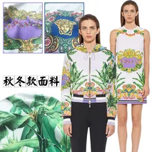 Европейская и американская Цветочная модная ткань на заказ с наплечным узором саржа имитация шелка рубашка ткань новая набивная ткань