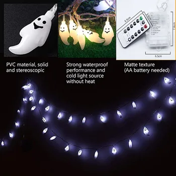 

5m40LEDHalloween Ghost String Lights Battery Operated Lights with Remote Control christmas outdoor lights