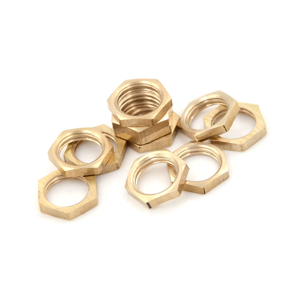 

10Pcs/Lot Brass Hex Lock Nuts Pipe Fitting M10 M12 1/4" BSP Female Thread Hexagonal Shank Cap
