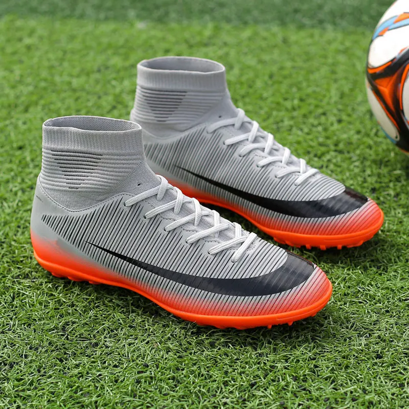 MWY Men High Ankle Football Boots Training Soccer Cleats Turf Soccer Shoes Indoor Futsal Sneakers Chaussure Football Shoes