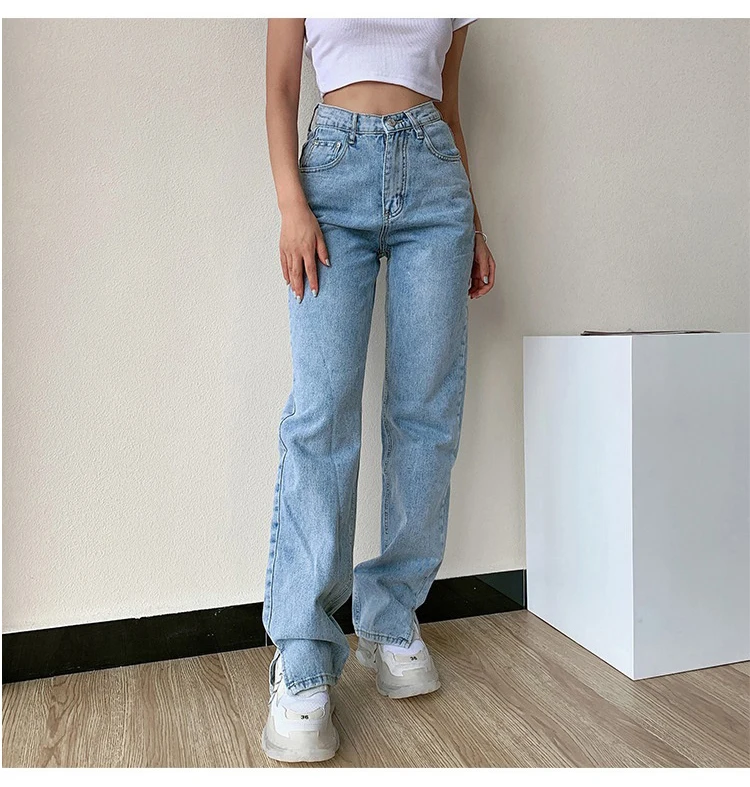 YICIYA Bros Wanita Model Lurus Jeans 