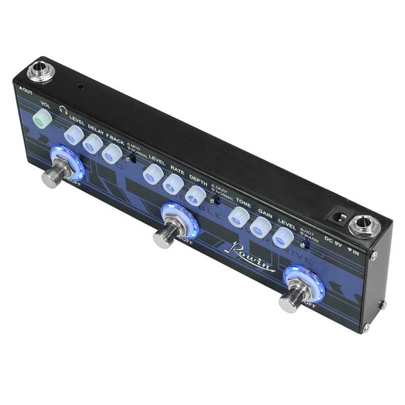 Rowin DAP-2 гитара Мульти педаль эффектов 3в1 эхо+ ансамбль+ овердрайв True Bypass функция