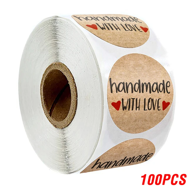100-500pcs Vintage Kraft Paper Stickers Scrapbook Gift Stationery Label Stickers Handmade With Love Thank You For The Stickers YH08-100pcs