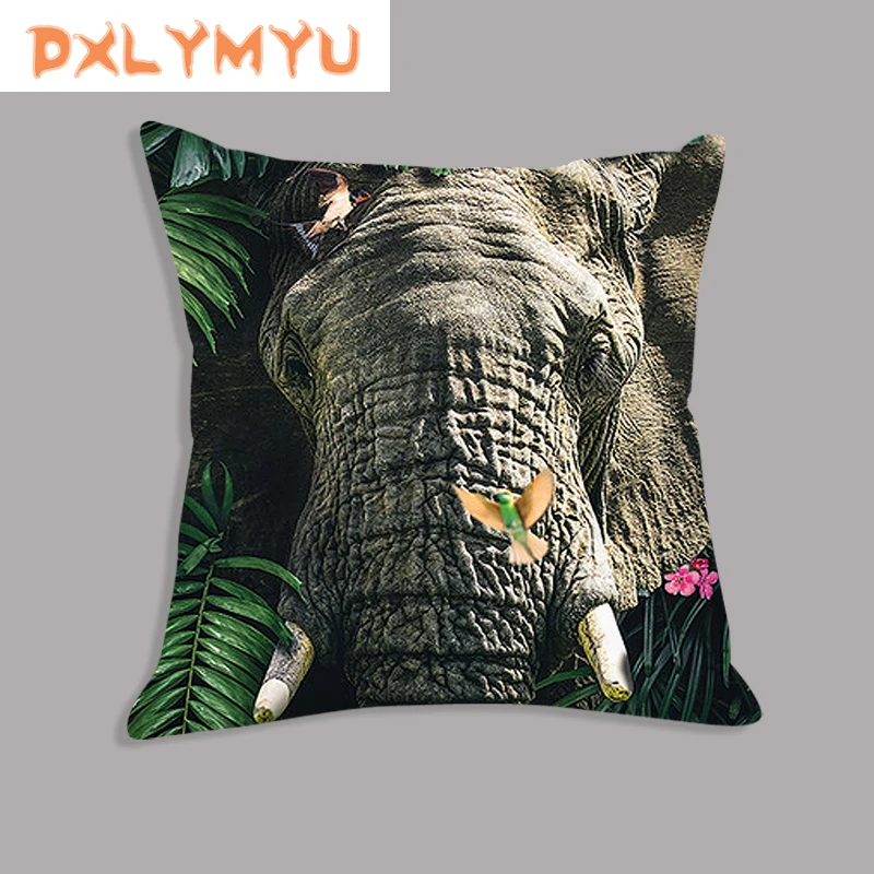 

Fox, Leopard, Tiger, Elephant Seat Cushion Cover 45*45 Decorative Pillowcase For Sofa Car Animals Print Pillow Case Home Decor