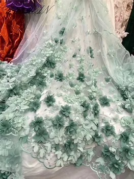 

french lace fabric with 3d flower embroidery tulle lace latest african fabric 2020 nigerian net lace fabric