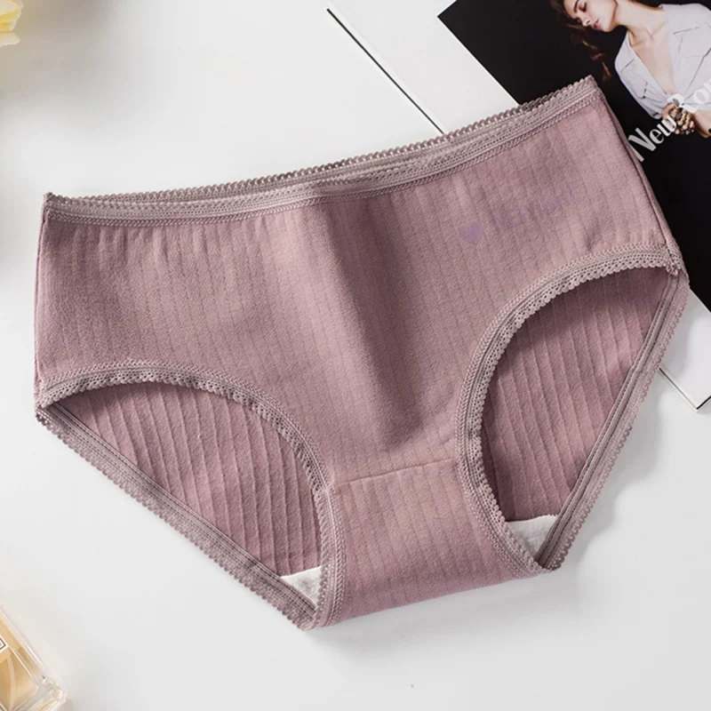 Cotton Antibacterial Panties 2019 Cotton Women Underwear Panties Solid Color Simple Hip Lace Middle Waist Girl Briefs Lingerie