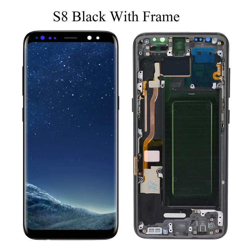 S8 Black Frame S8 S8plus экран дисплея для SAMSUNG Galaxy S8 экран Замена ЖК сенсорный дигитайзер сборка G950F G955 с рамкой - Цвет: S8 Black Frame