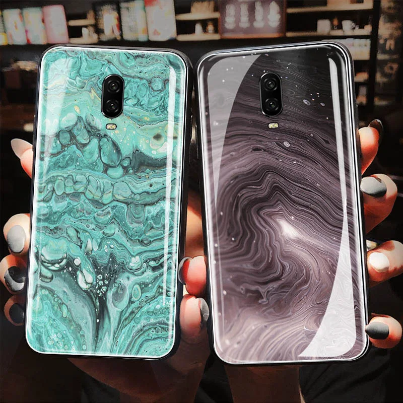 

Luxury Marble Tempered Glass Cover Case For OnePlus 6T 1+6T Phone Back Cover For Oneplus 6T 6 T Case Coque Funda New