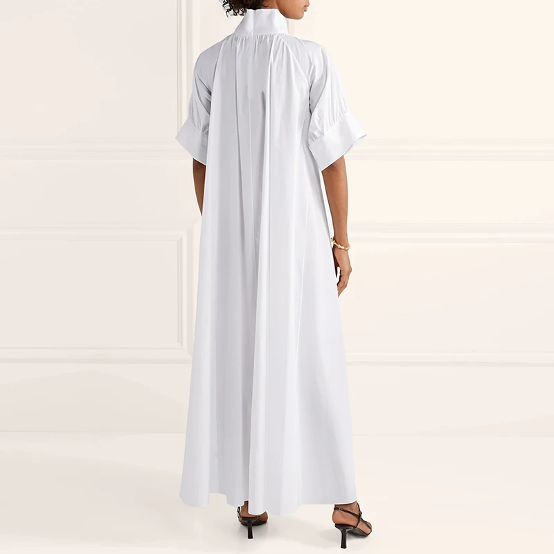 Casual Loose Solid Sundress Robe Elegant Party Long Dresses VONDA Women Long Maxi Dress Autumn Turtleneck Long Sleeve Dresses