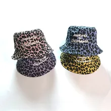 Новая леопардовая шляпа с буквенным принтом Панама для рыбака уличная дорожная шляпа солнцезащитная Кепка детские шапки и взрослые 05