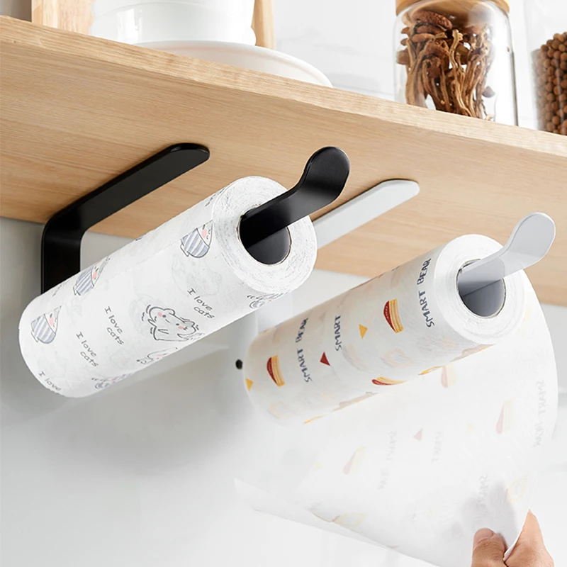 MOLI Black White Self Adhesive kitchen Paper holder Toilet Paper Roll Holder Kitchen Roll Tissue Stand Organizer Aluminum ML65B