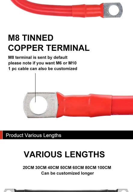 M8 auto batterie zelle stecker 2 4 6 8 AWG Super Weiche Silikon draht UPS  anschlüsse m6 m10 O Ring verlängerung Kabel Kabel für Batterie