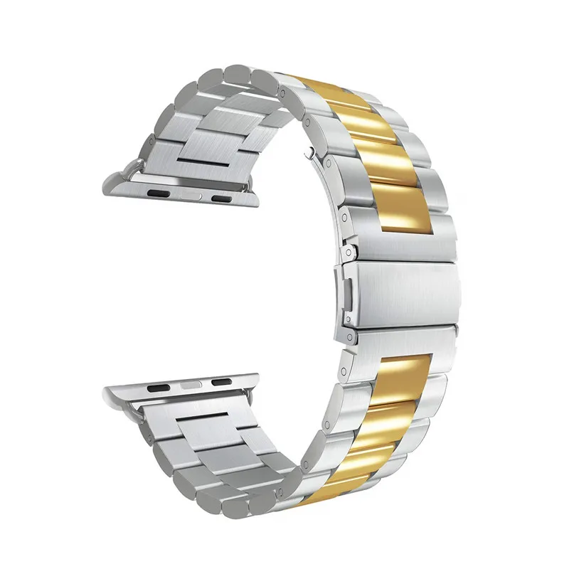 Браслет из нержавеющей стали, совместимый с Apple watch series 5 4 40 мм 44 мм, браслет со звеньями для iwatch 3 2 1 38 мм 42 мм - Цвет ремешка: silver gold