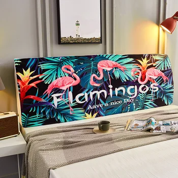 

Nordic Flamingo Print Bed Head Cover Full Enclosed Elastic Dust-proof Bed Head Cover/ Protective Cover