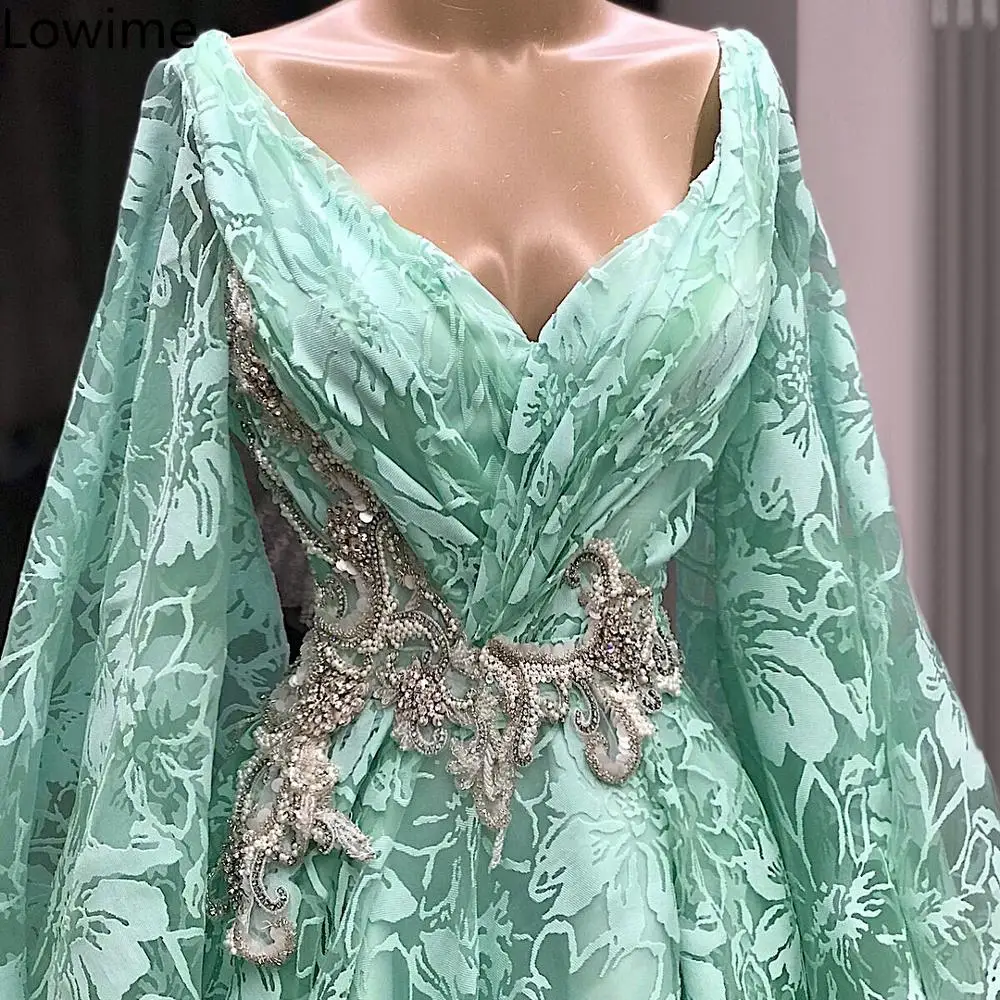 Мятно-зеленое сказочное платье знаменитостей,, специальная ткань, турецкое платье для выпускного вечера с поясом, вечерние платья