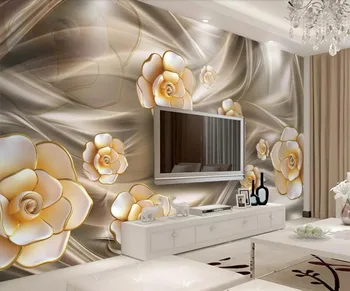 

CJSIR Wallpaper Mural European Embossed Flowers Silk TV Background Wall 3d Living Room Bedroom Decoration Photo 3d Wallpaper